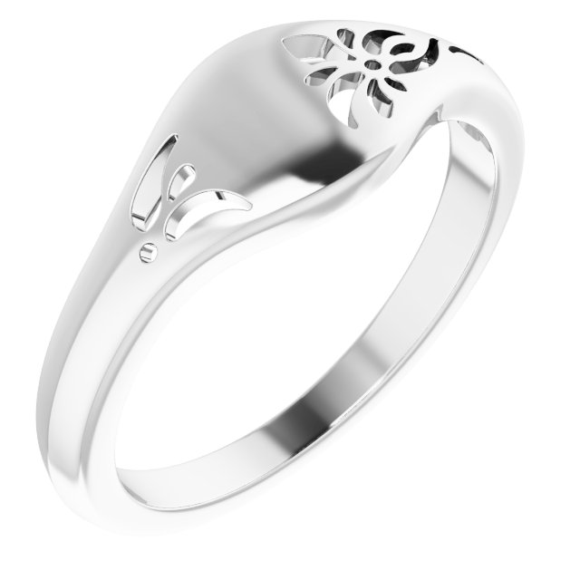 Sterling Silver Pierced Floral-Inspired Ring 
