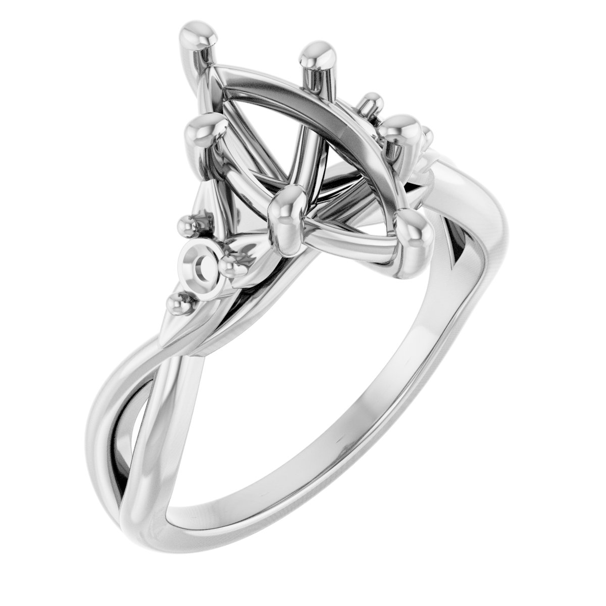 Accented Floral Engagement Ring