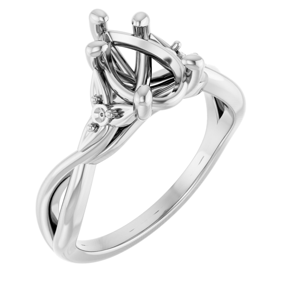 Accented Floral Engagement Ring