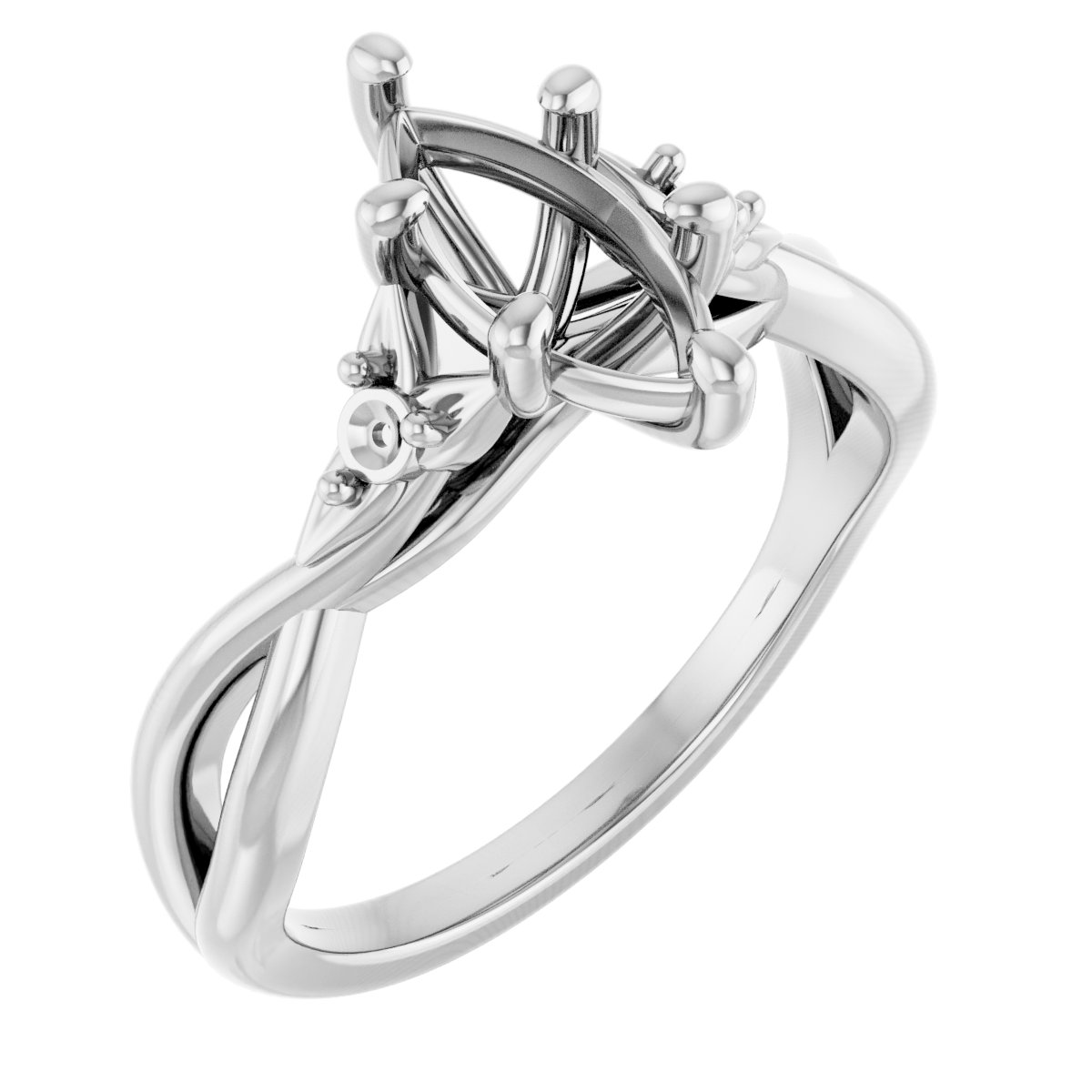 Accented Floral Engagement Ring