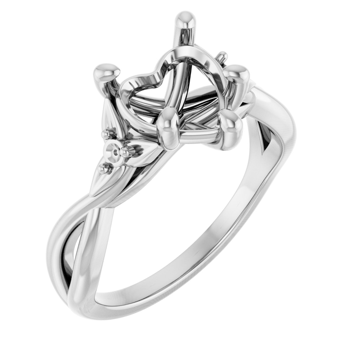 Accented Floral Engagement Ring