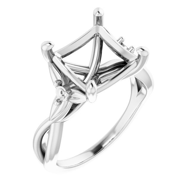 Accented Floral Engagement Ring
