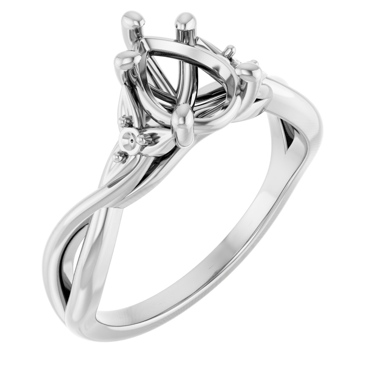 Accented Floral Engagement Ring