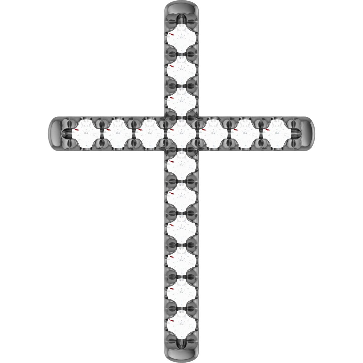 14K White 1/2 CTW Natural Diamond French-Set Cross Pendant