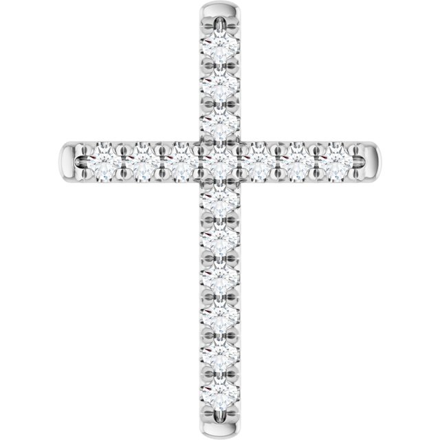 Sterling Silver 1/2 CTW Natural Diamond French-Set Cross Pendant
