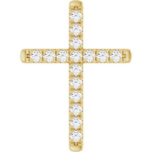 14K Yellow 1/2 CTW Natural Diamond French-Set Cross Pendant