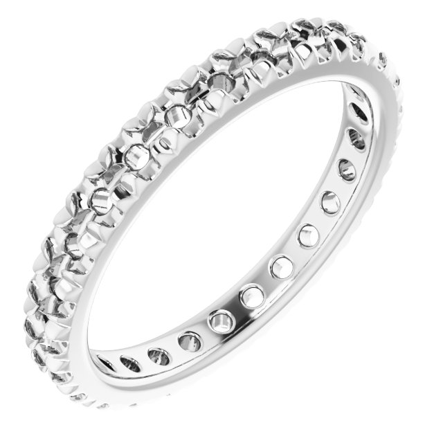 10K X1 White 2 mm Round French-Set Eternity Band Mounting