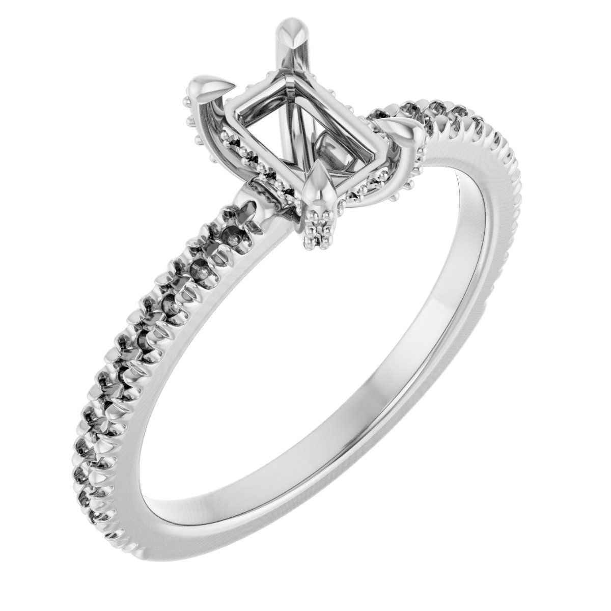 Claw-Prong Accented Engagement Ring