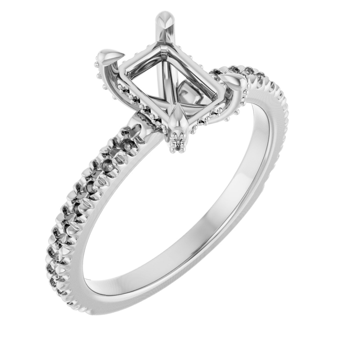 Claw-Prong Accented Engagement Ring