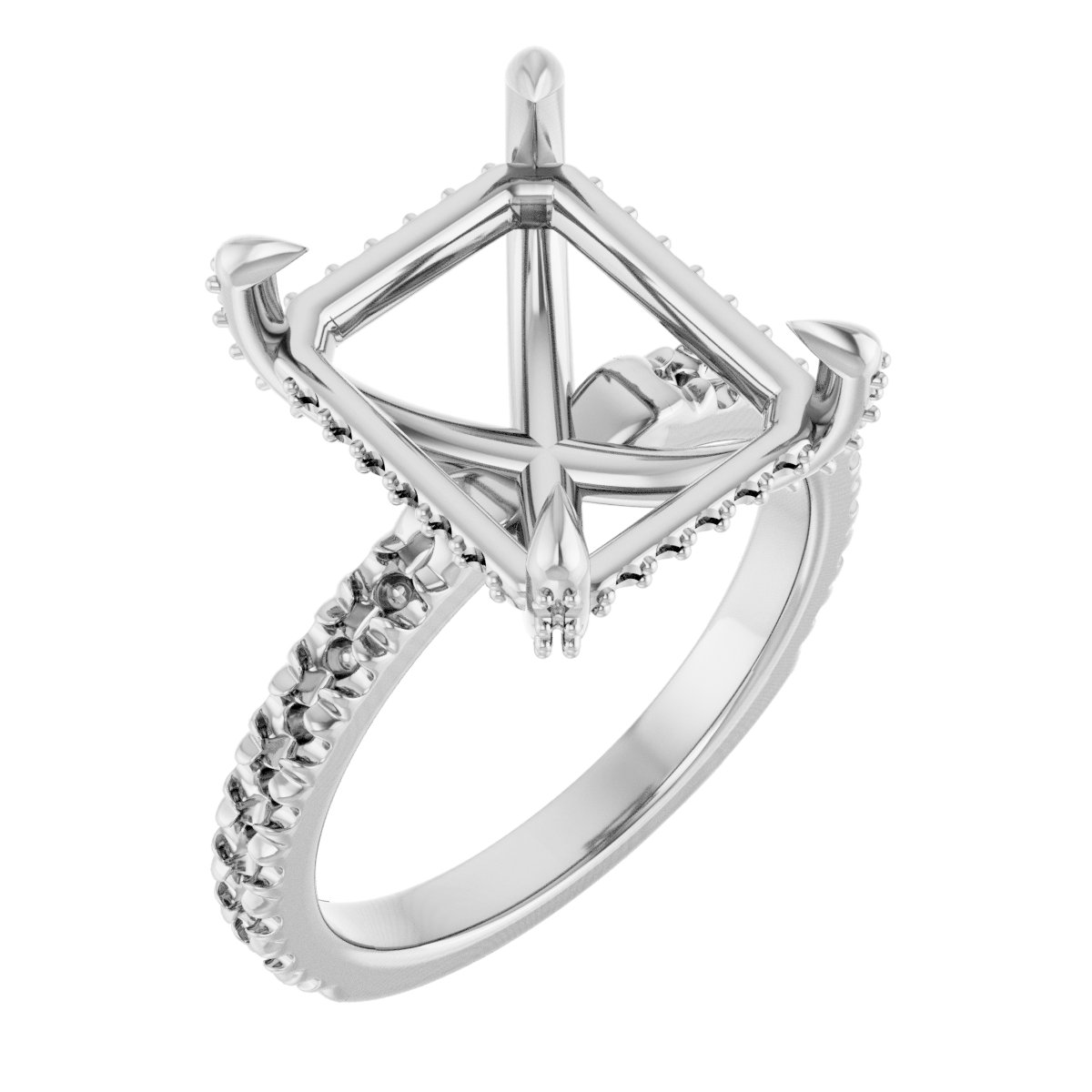 Claw-Prong Accented Engagement Ring