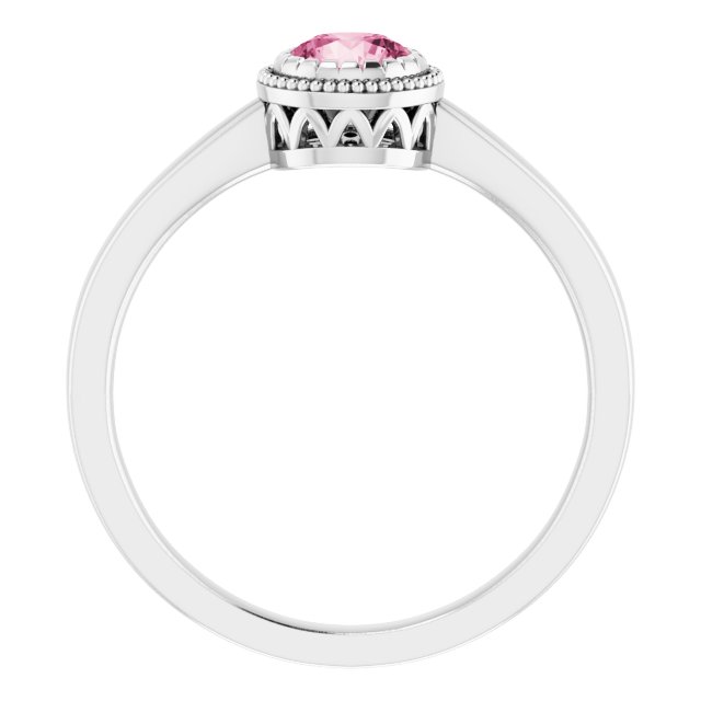 14K White Natural Pink Tourmaline Ring