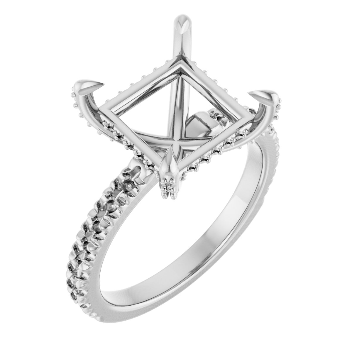 Claw-Prong Accented Engagement Ring