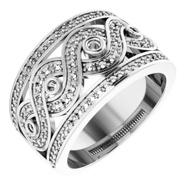 14K White 5/8 CTW Natural Diamond Openwork Infinity-Inspired Band