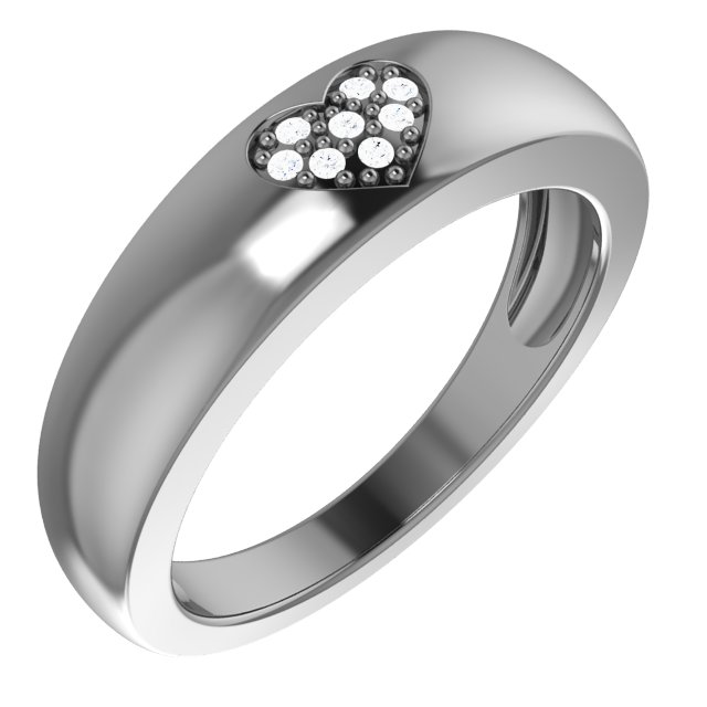 Sterling Silver 1 mm Round Cubic Zirconia Heart Cluster Ring Size 8