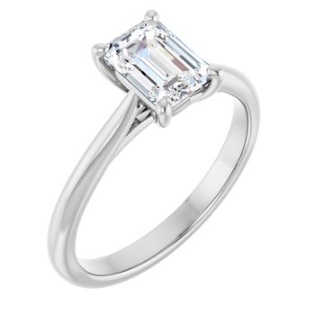7x5 mm Emerald Cut Lab Grown Diamond Solitaire Engagement Ring