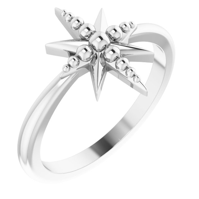 Sterling Silver Beaded Star Ring