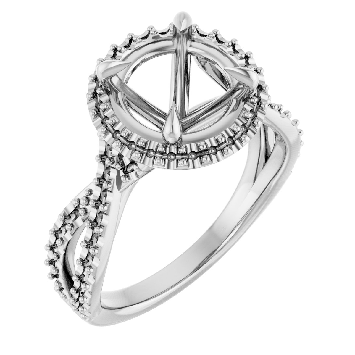 Halo-Style Criss-Cross Engagement Ring