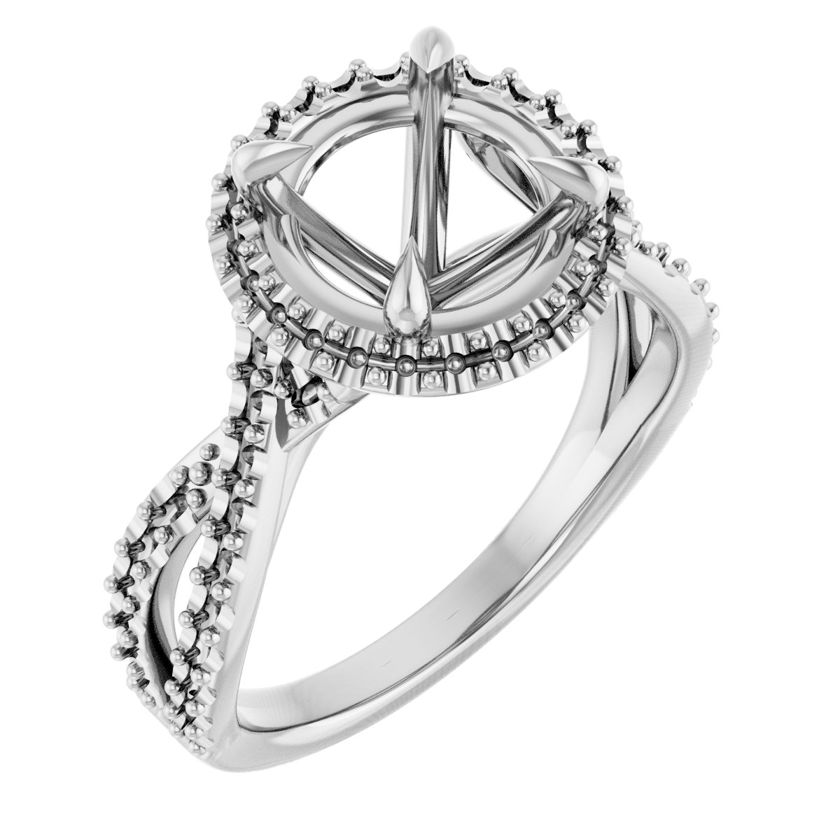 Halo-Style Criss-Cross Engagement Ring