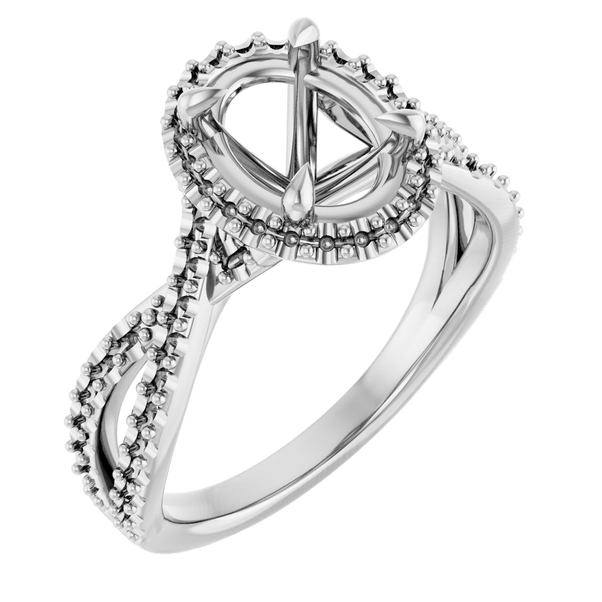 Halo-Style Criss-Cross Engagement Ring