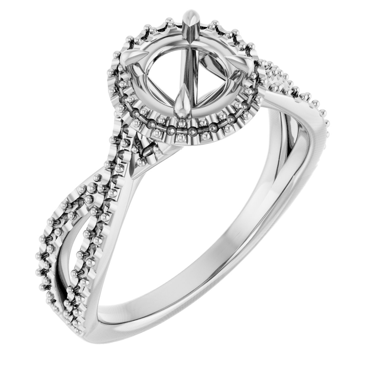 Halo-Style Criss-Cross Engagement Ring
