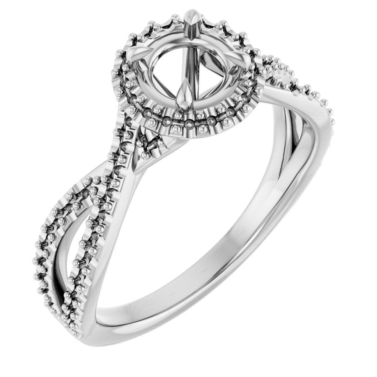 Halo-Style Criss-Cross Engagement Ring