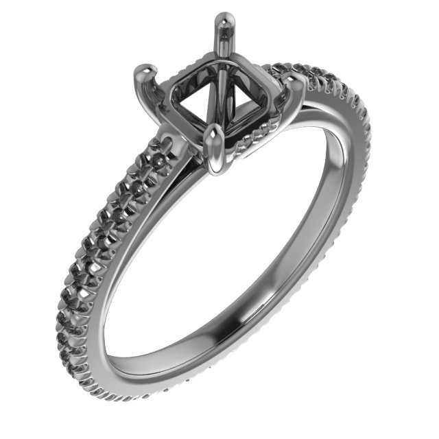 9 mm Square Eternity Engagement Ring Mounting