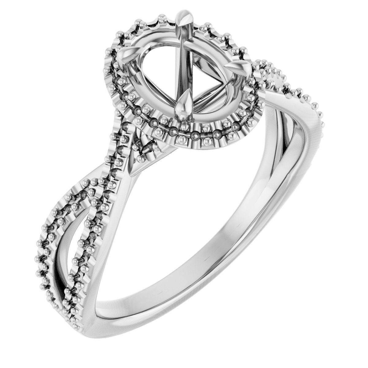 Halo-Style Criss-Cross Engagement Ring