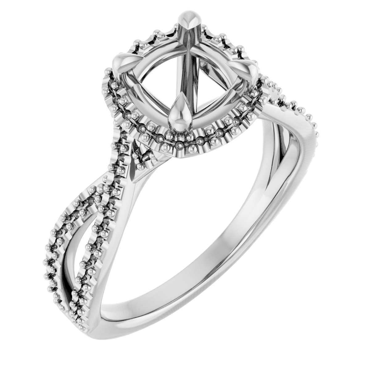 Halo-Style Criss-Cross Engagement Ring