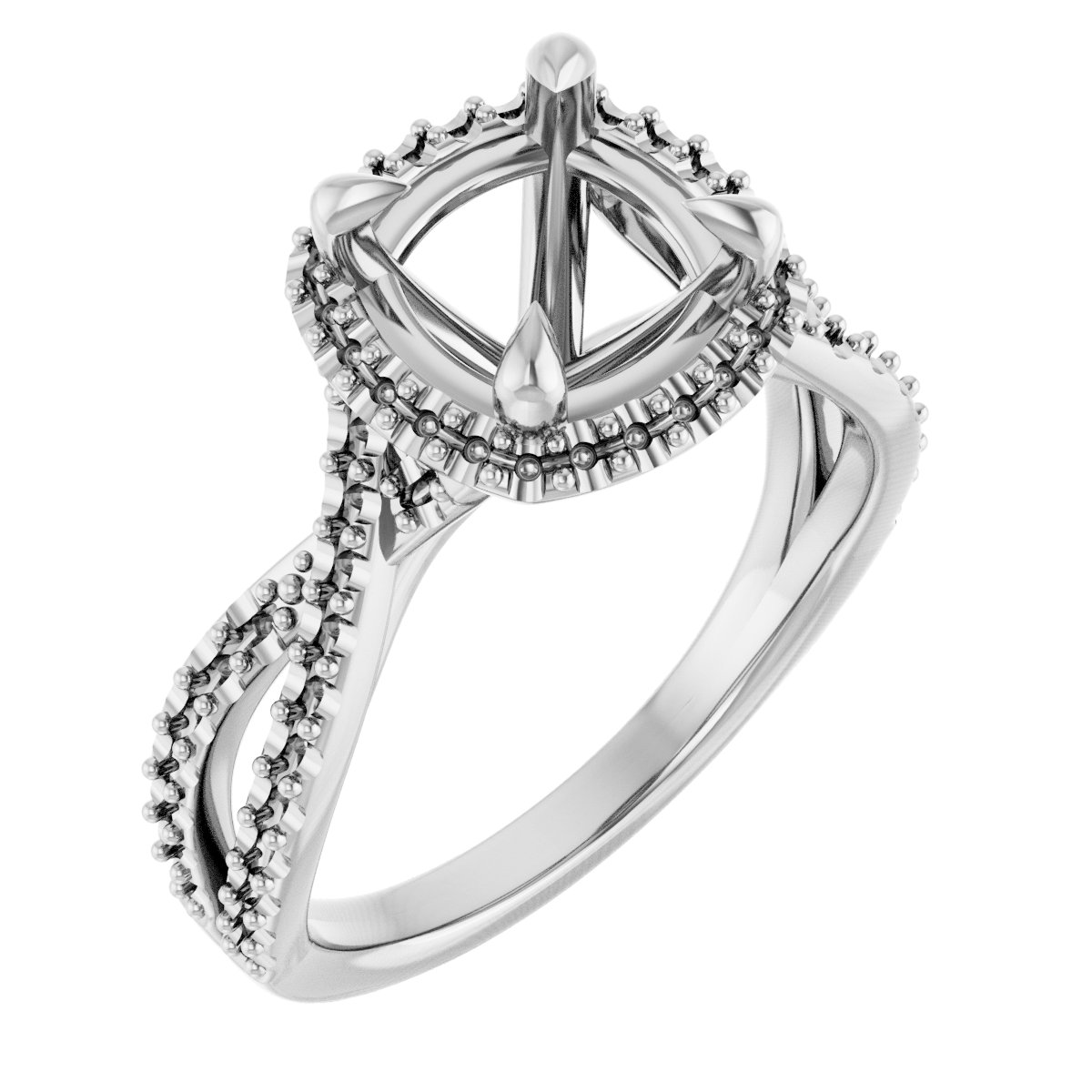 Halo-Style Criss-Cross Engagement Ring
