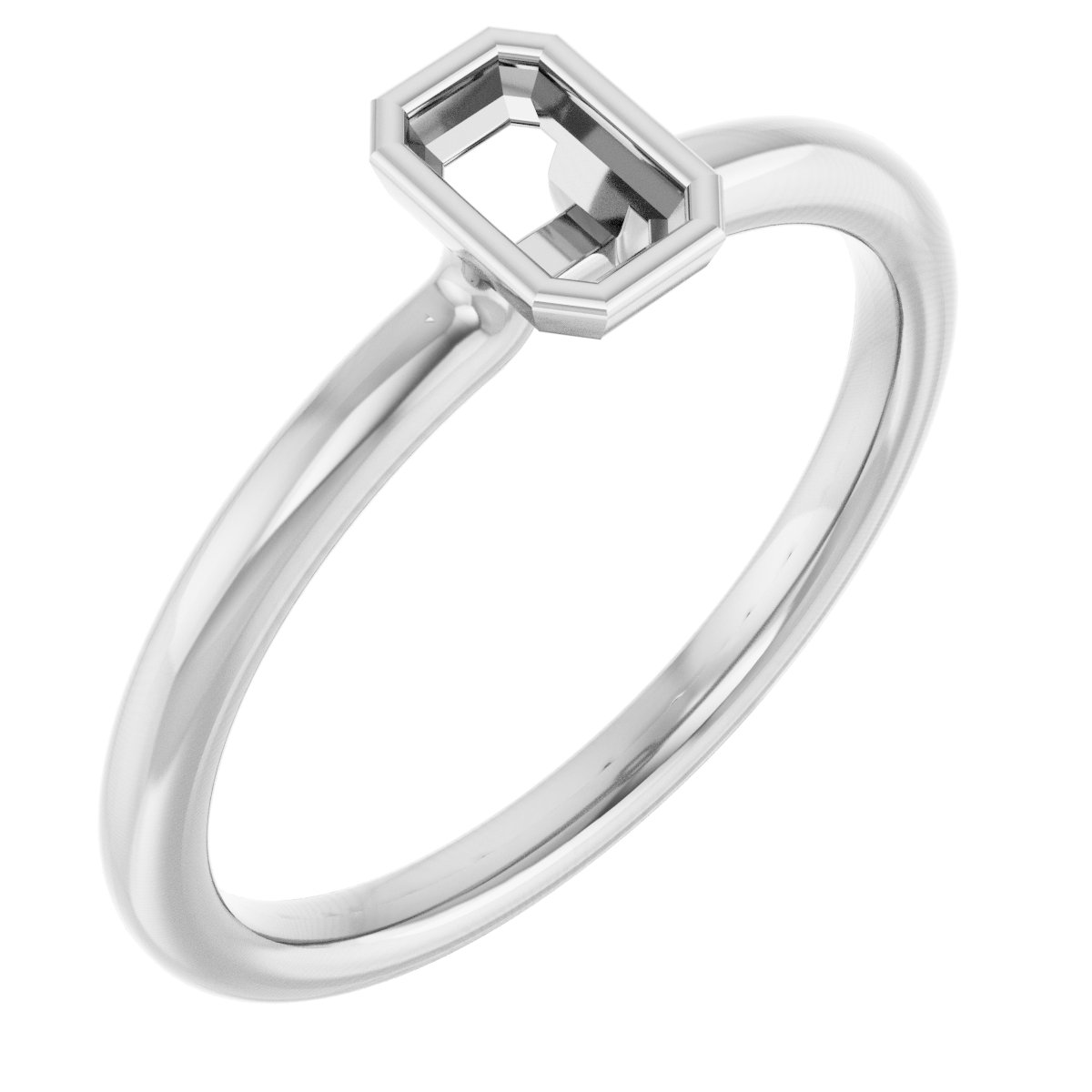 14K White 5x3 mm Emerald Stackable Ring Mounting