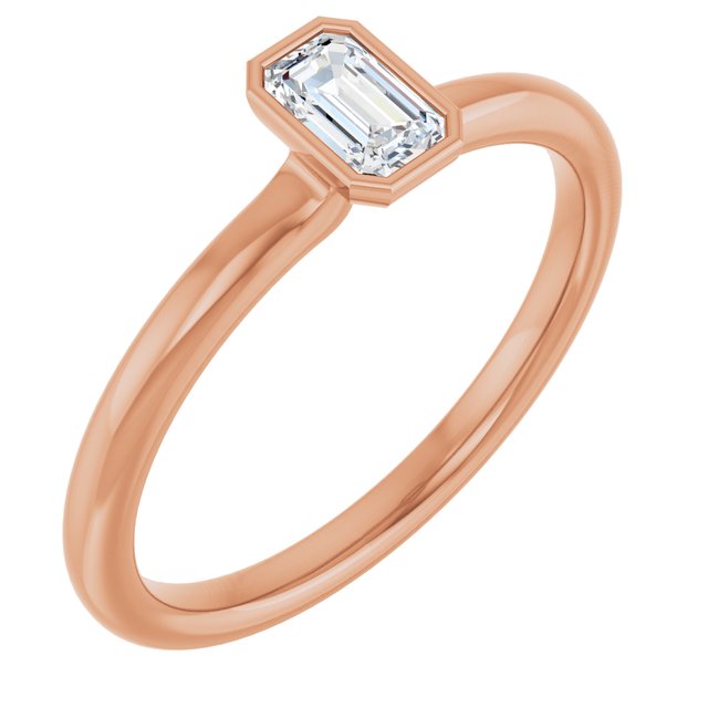 14K Rose Natural White Sapphire Stackable Ring