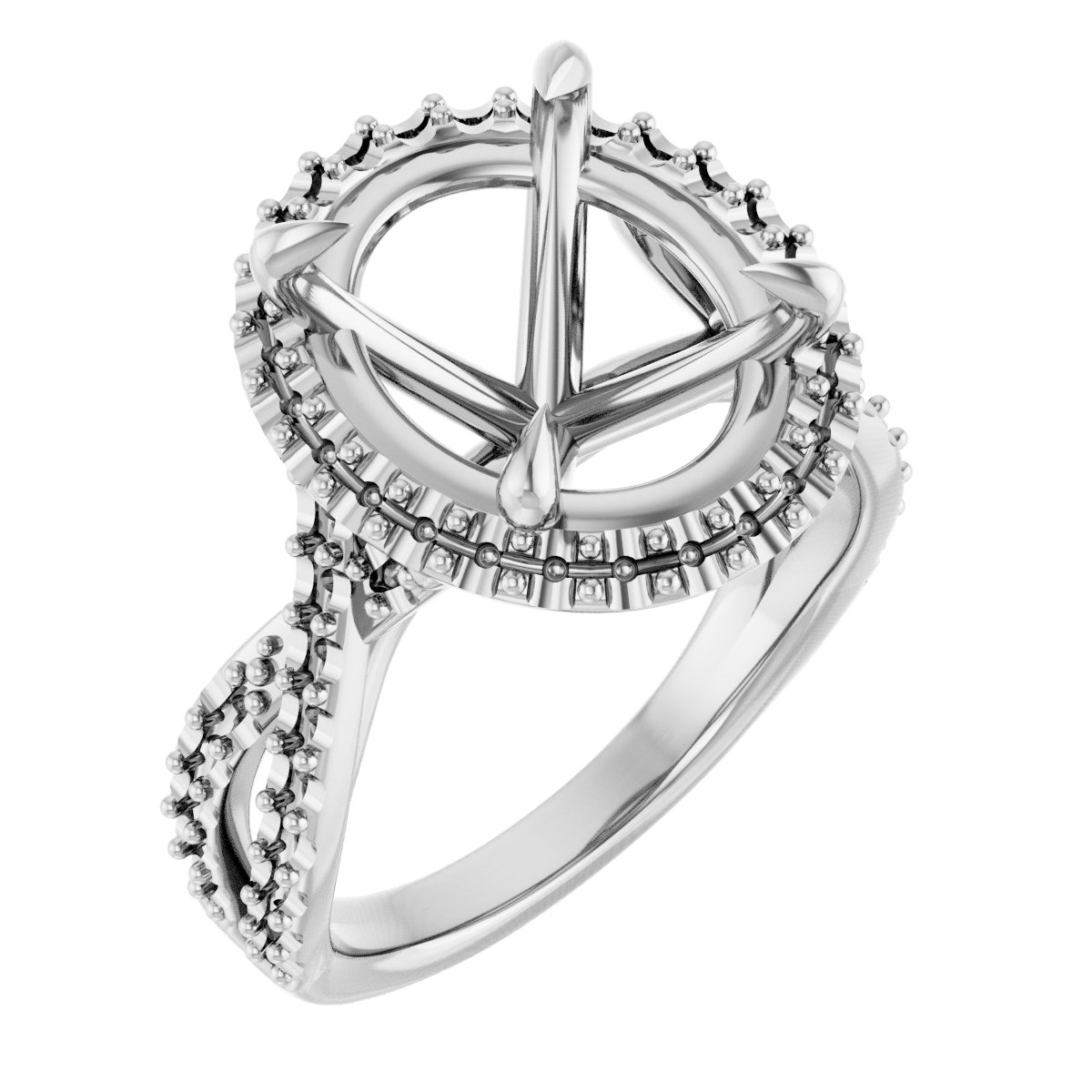 Halo-Style Criss-Cross Engagement Ring