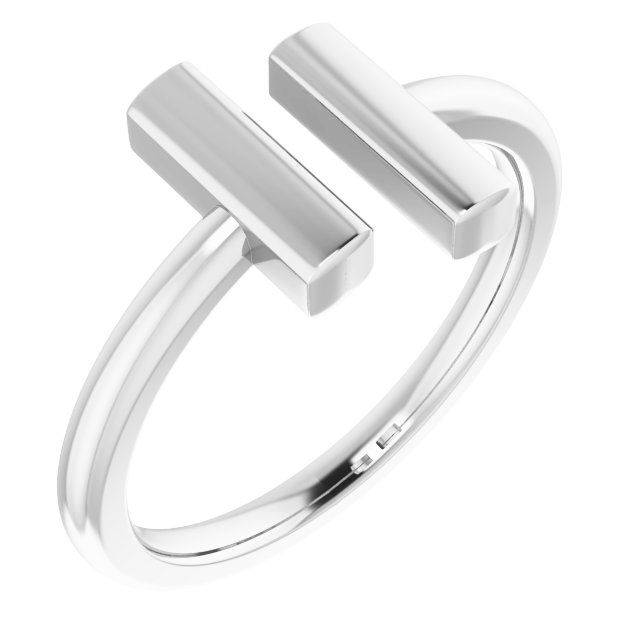 14K White Vertical Bar Ring