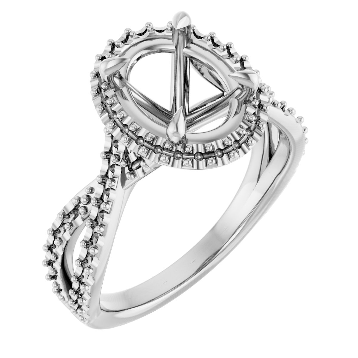 Halo-Style Criss-Cross Engagement Ring