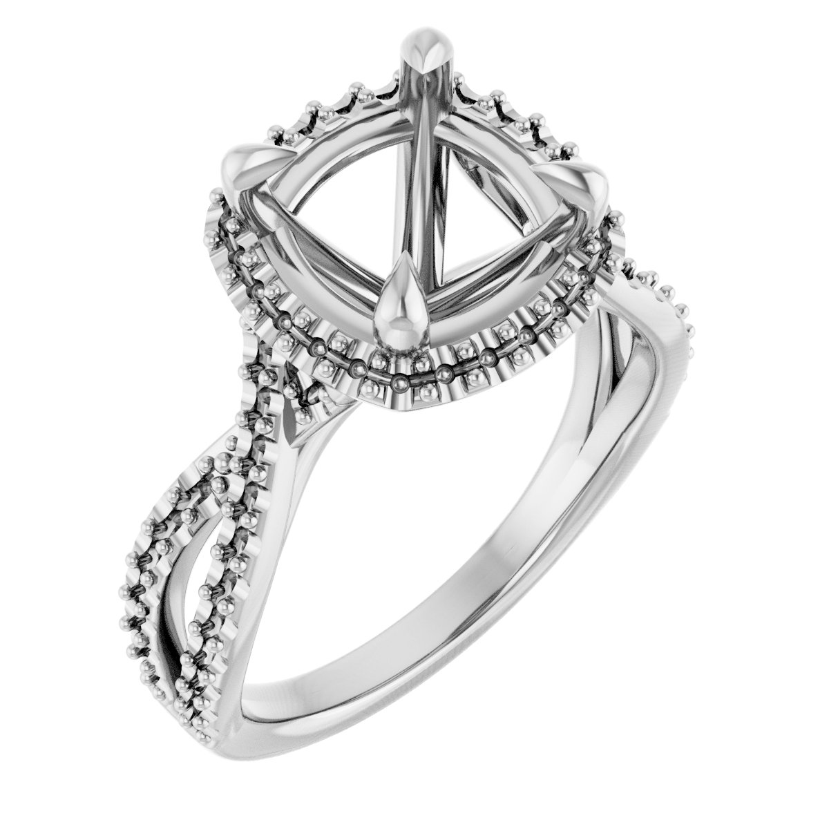 Halo-Style Criss-Cross Engagement Ring