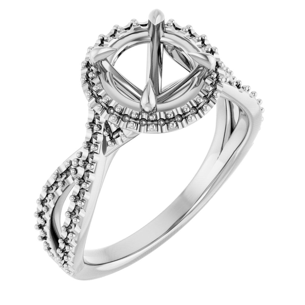 Halo-Style Criss-Cross Engagement Ring