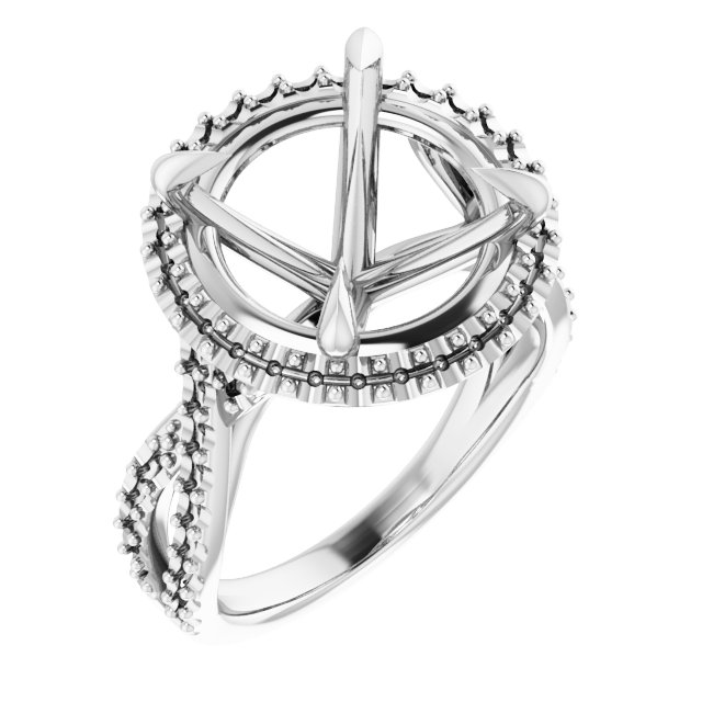 Halo-Style Criss-Cross Engagement Ring