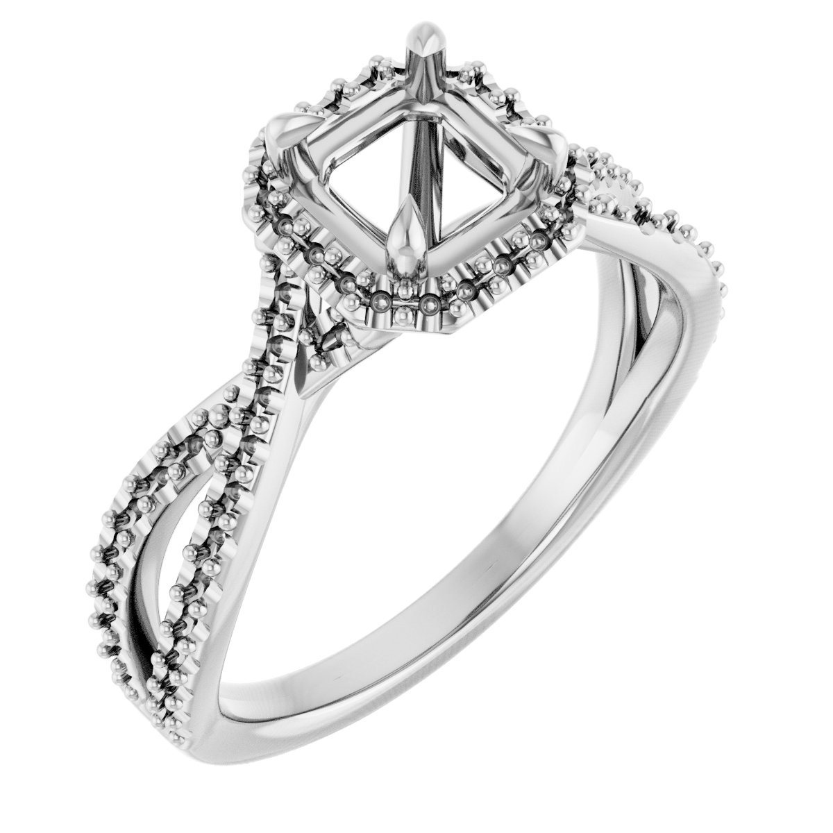 Halo-Style Criss-Cross Engagement Ring