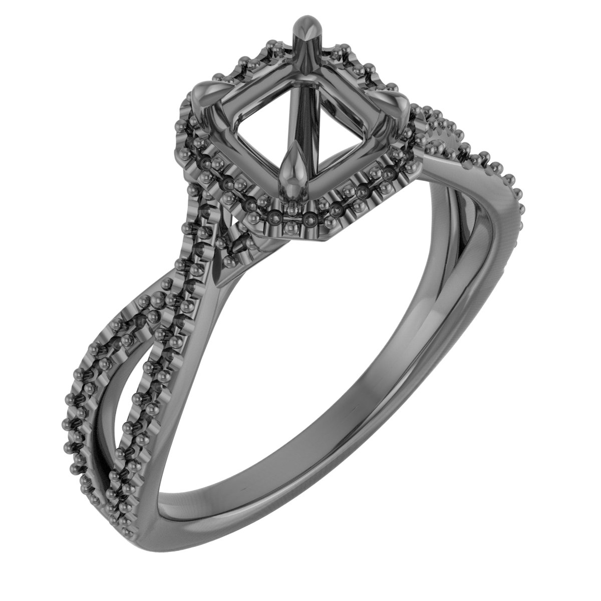 7.5 mm Square Engagement Ring Mounting