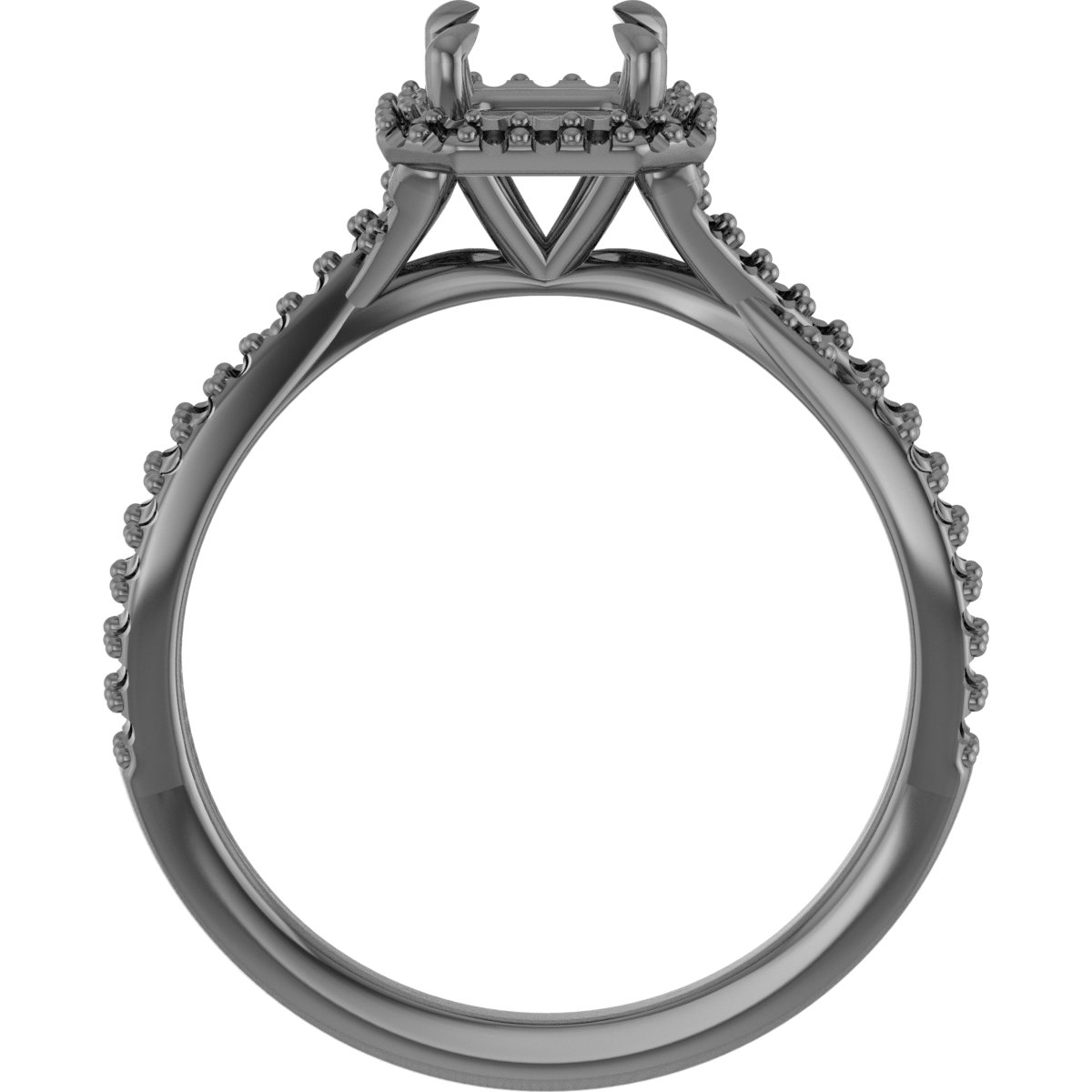 7.5 mm Square Engagement Ring Mounting view 2