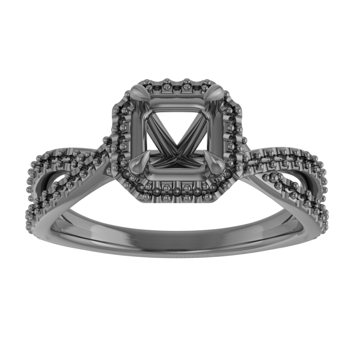 7.5 mm Square Engagement Ring Mounting view 3