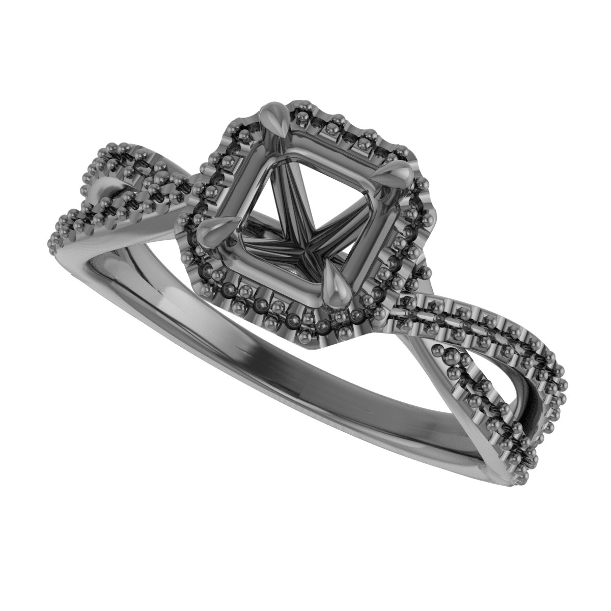 7.5 mm Square Engagement Ring Mounting view 5