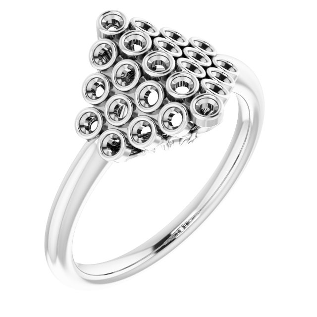 14K White 1/3 CTW Diamond Bezel-Set Cluster Ring