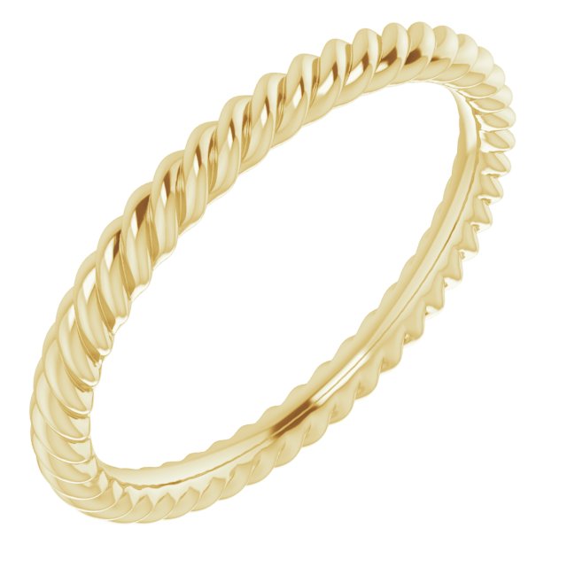 14K Yellow 2 mm Skinny Rope Band Size 4.5
