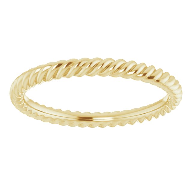 14K Yellow 2 mm Skinny Rope Band Size 4.5