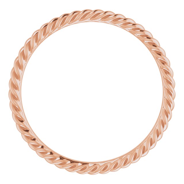 18K Rose 2 mm Skinny Rope Band Size 8