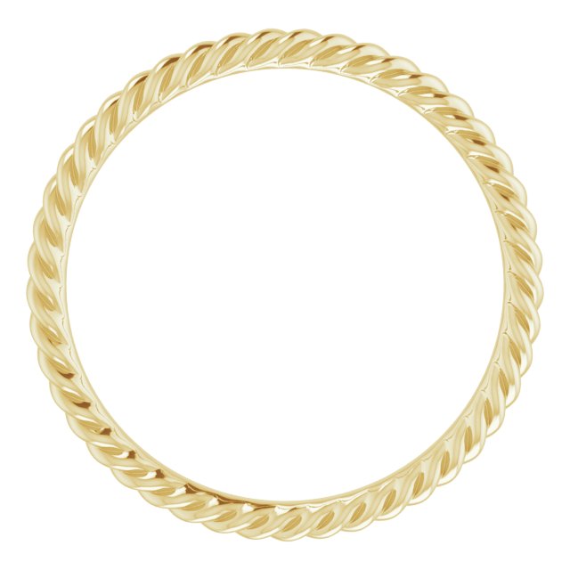 14K Yellow 2 mm Skinny Rope Band Size 7.5