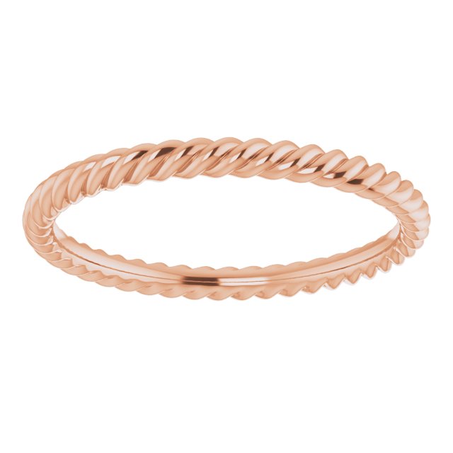 14K Rose 2 mm Skinny Rope Band Size 7