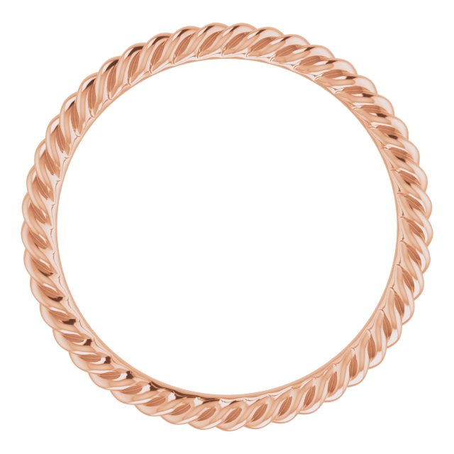18K Rose 2 mm Skinny Rope Band Size 4.5