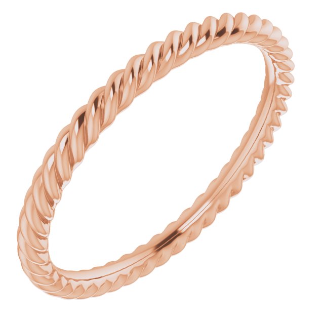 14K Rose 2 mm Skinny Rope Band Size 7